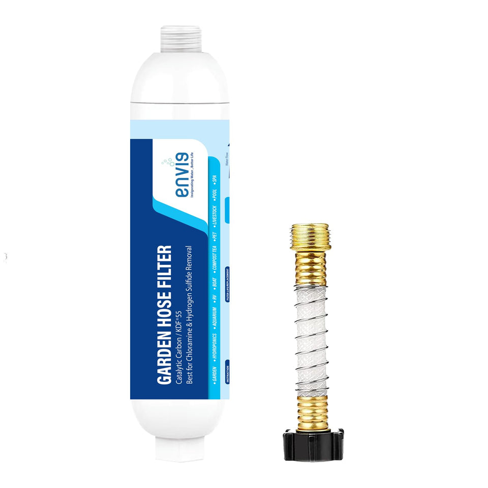 Envig inline filter front view highlighting compact design for hydroponics water treatment
