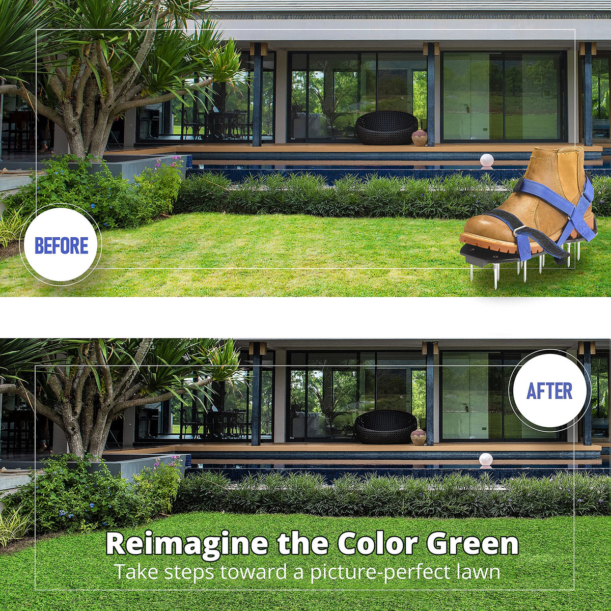 Envy Green gardening footwear offers easy-on, easy-off for efficient lawn sessions.