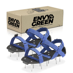 Envy Green lawn tool set includes premium aerator footwear for yard care.