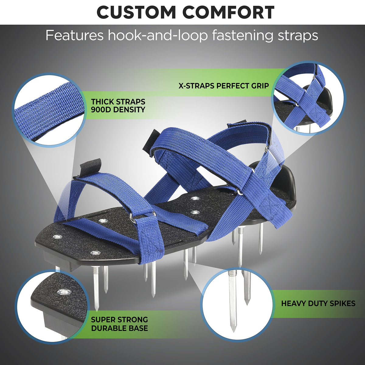 Envy Green one-size-fits-all aerator shoes offer versatile lawn care.