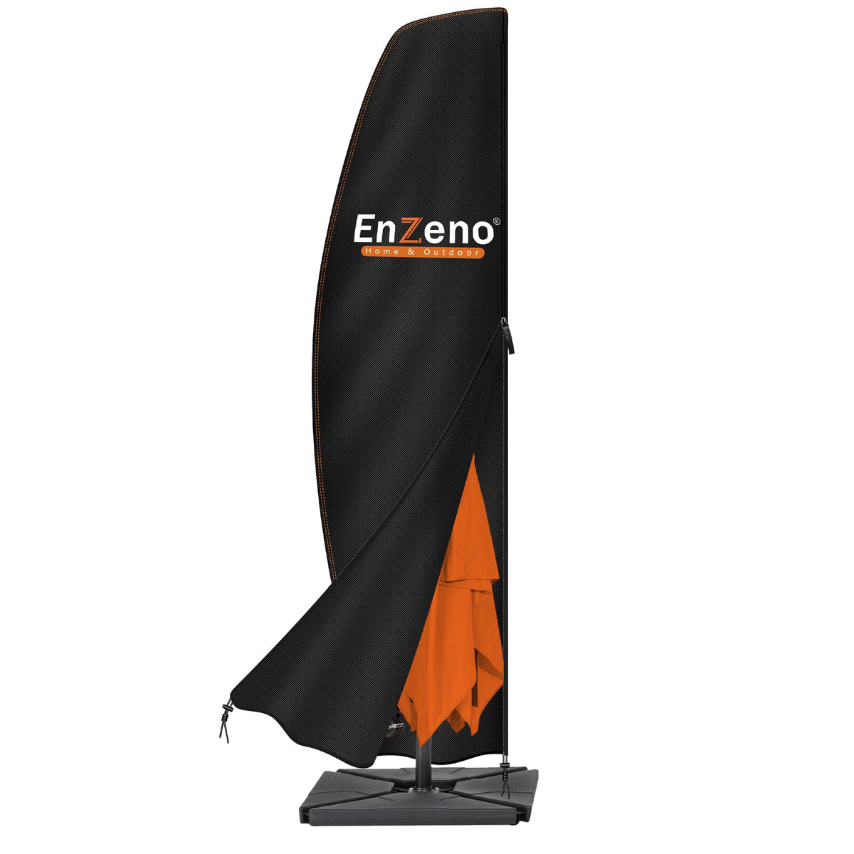 Enzeno cantilever umbrella cover on a 9-13 ft canopy showing weather protection