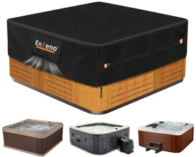 Enzeno outdoor spa cover highlights waterproof seams for reliable rain protection.