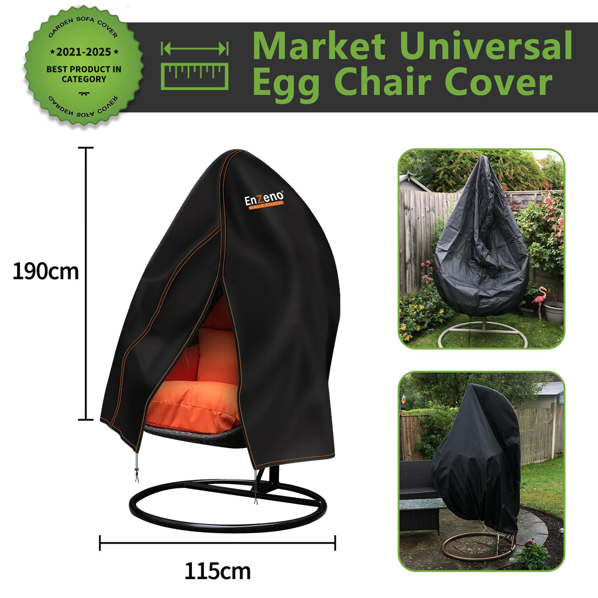 Enzeno cover with windproof zipper in action on a windy day.