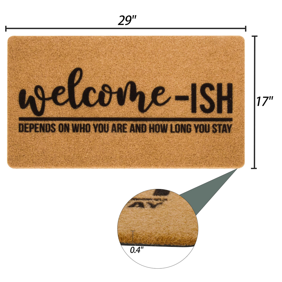 Eohak Welcome-Ish mat back showing non-slip rubber backing