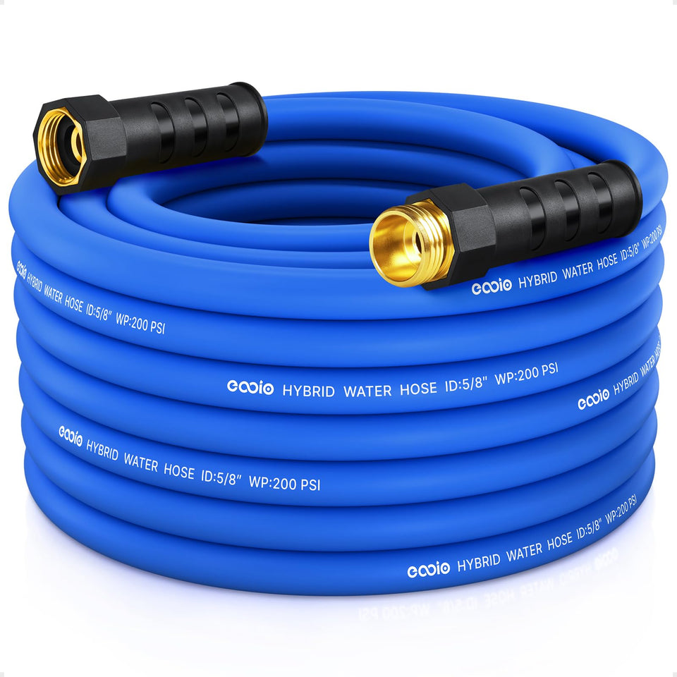 EOOIO heavy-duty garden hose 50ft designed for outdoor watering and durability.