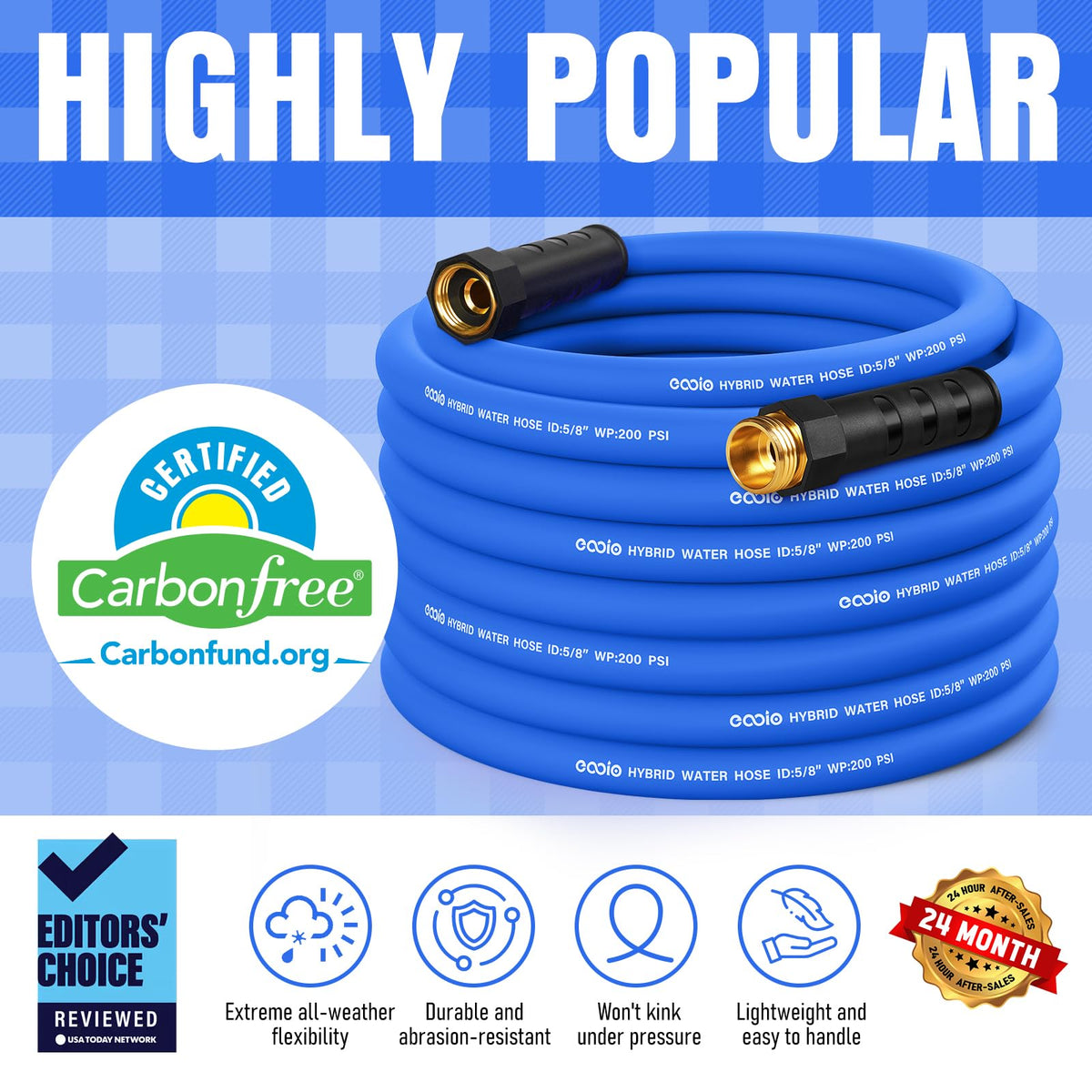 EOOIO non-expanding lightweight hose simplifies carrying and storage.