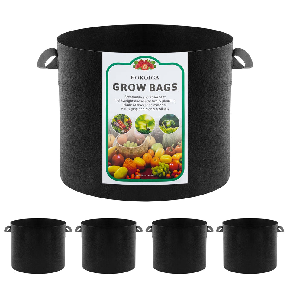 EOKOICA 5-gallon grow bag with reinforced handles for easy plant transport.