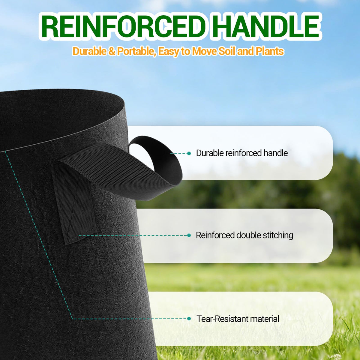 EOKOICA sturdy double-stitched handles help moving plants indoors or outdoors.