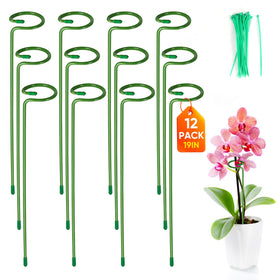 EOMEOH 12-pack stakes with rings gently support stems for upright growth.