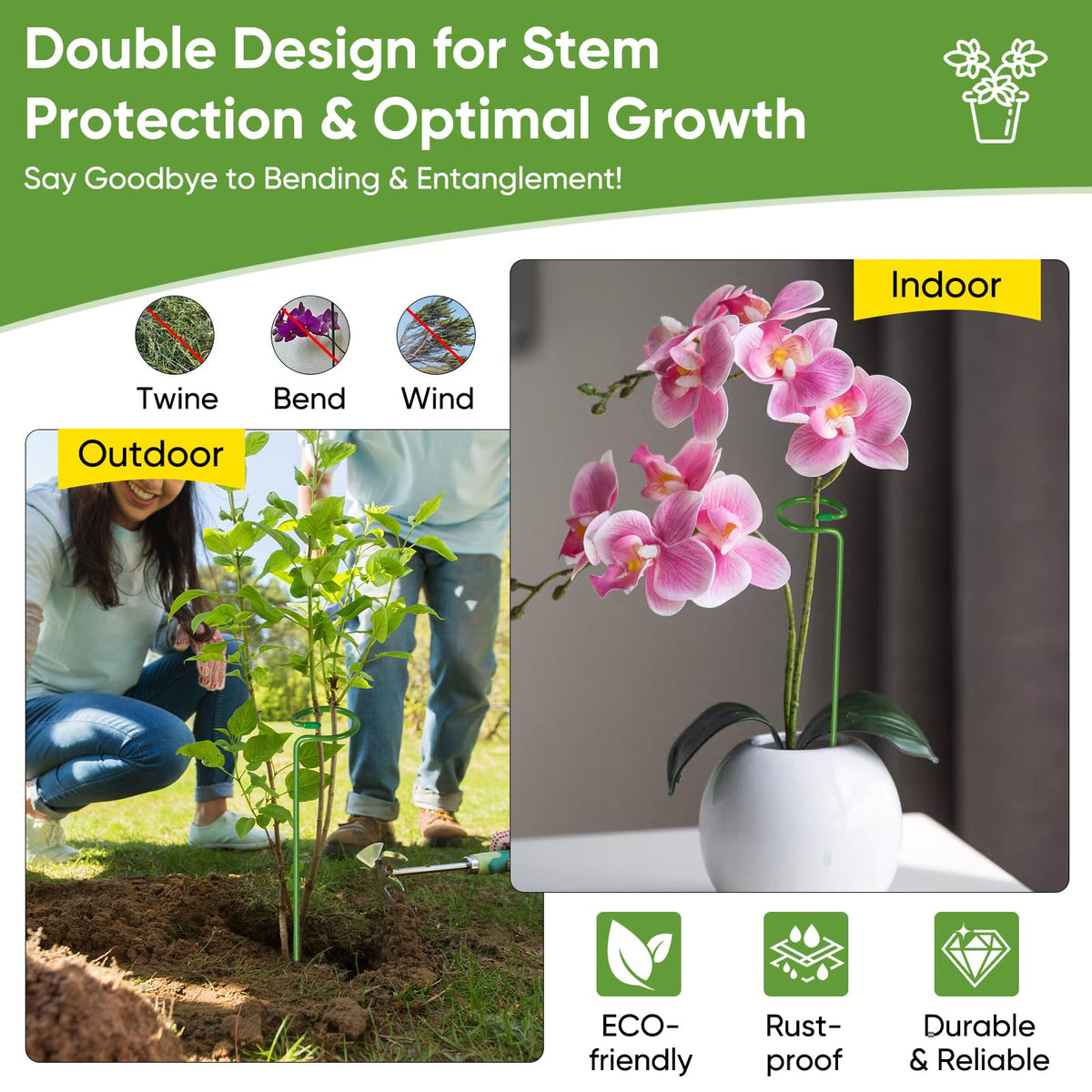 EOMEOH 4.5mm carbon steel stake resists rust and bending.