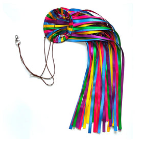 EONBES satin windsock front view with bright color ribbons in outdoor garden decor