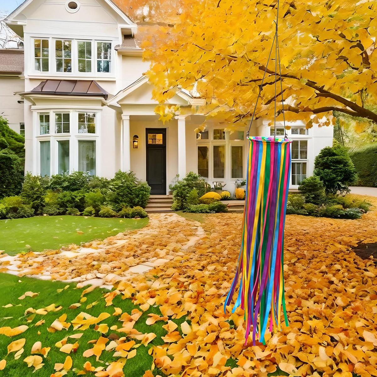 EONBES satin windsock used as outdoor decor on patio and dock