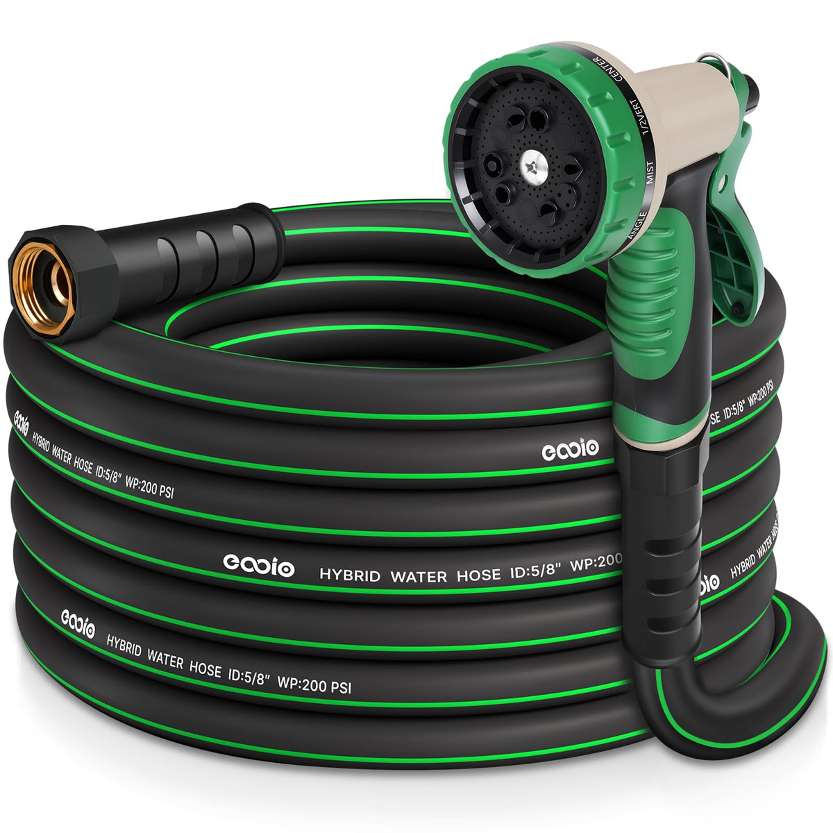 EOOIO garden hose 25ft with spray nozzle for versatile watering tasks