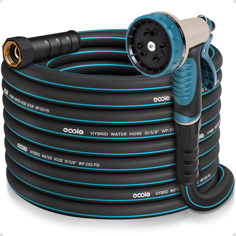 EOOIO garden hose 50ft with nozzle for versatile watering tasks