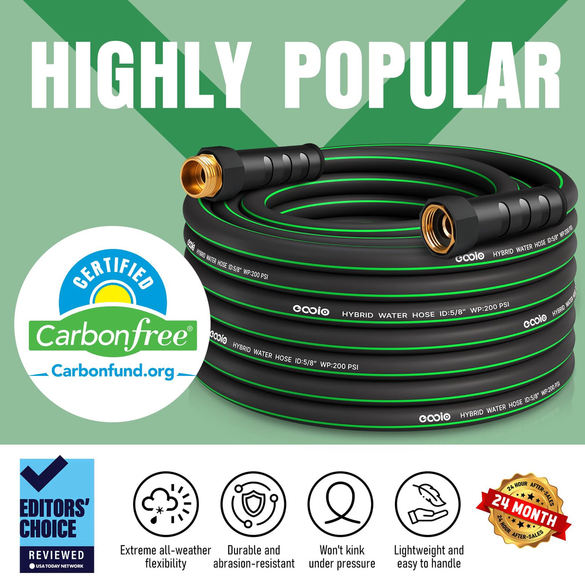 EOOIO garden hose anti-kink design reduces tangling during gardening.