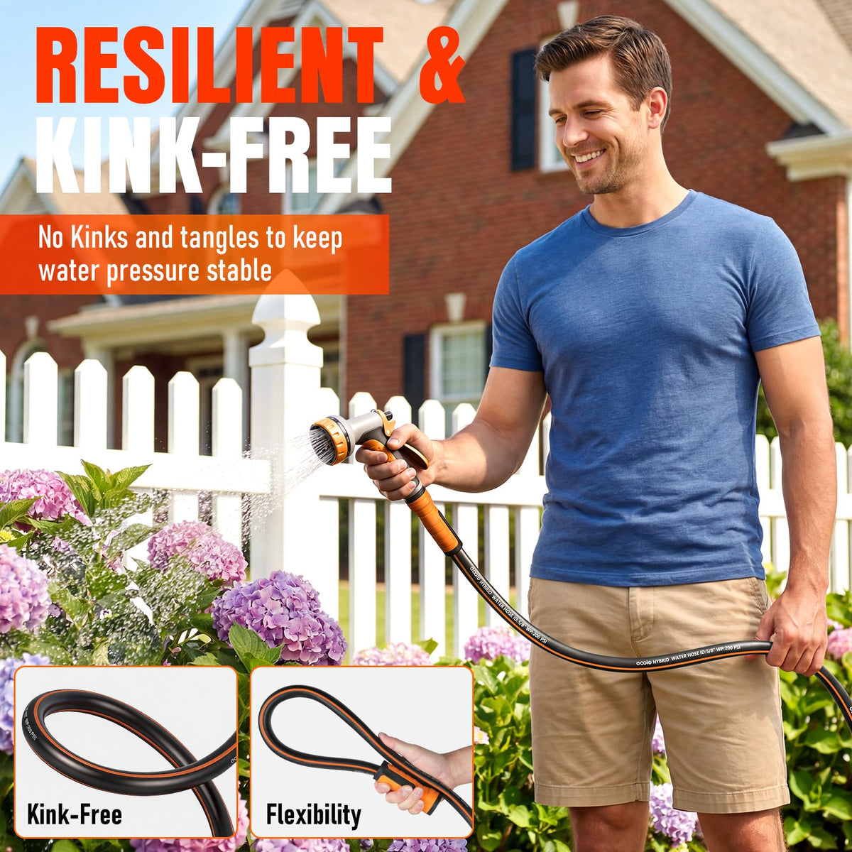 EOOIO garden hose metal connectors highlight leakproof performance.