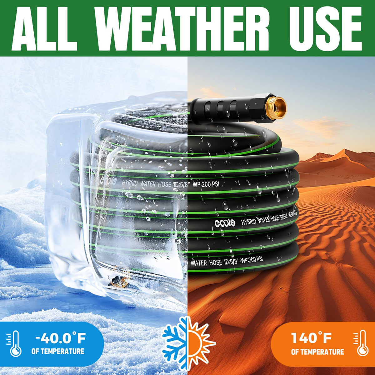 EOOIO leakproof male-to-female connectors minimize leaks and rust.