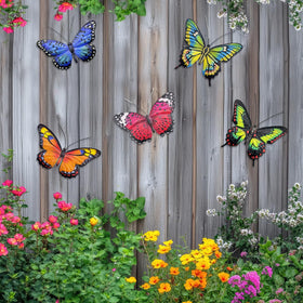 5-piece set helps create a cohesive outdoor butterfly display.
