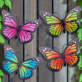EOORAU blue metal butterfly wall art adds outdoor color with rust-resistant finish