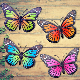 EOORAU green metal butterfly wall art for garden flair and weatherproof iron design