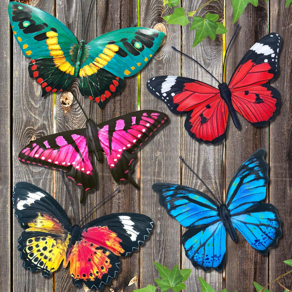 EOORAU metal butterfly wall decor for outdoor walls adds vibrant color