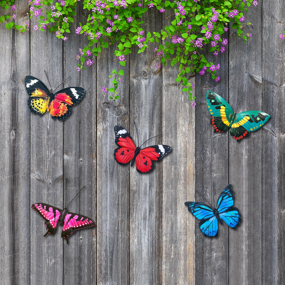 EOORAU lifelike butterfly wall art with 3D wings enhances garden charm