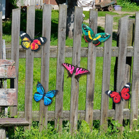 EOORAU weatherproof butterfly sculpture mounted on fence or wall