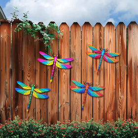 EOORAU multicolor dragonfly wall art pink finish for porch or doorway