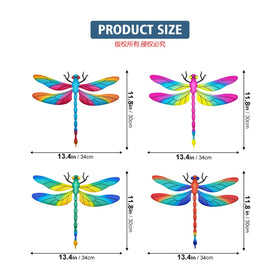 EOORAU iron dragonfly wall art red highlights on fence, vibrant yard decor