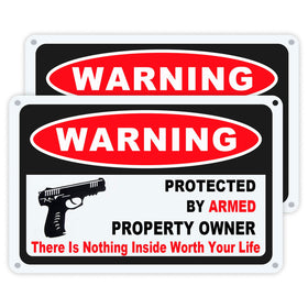 Eoppen gun sign with reflective coating enhances nighttime visibility for property safety.