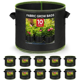 Eowllo Grow Bags with reinforced stitching and green edging for long-lasting planters.