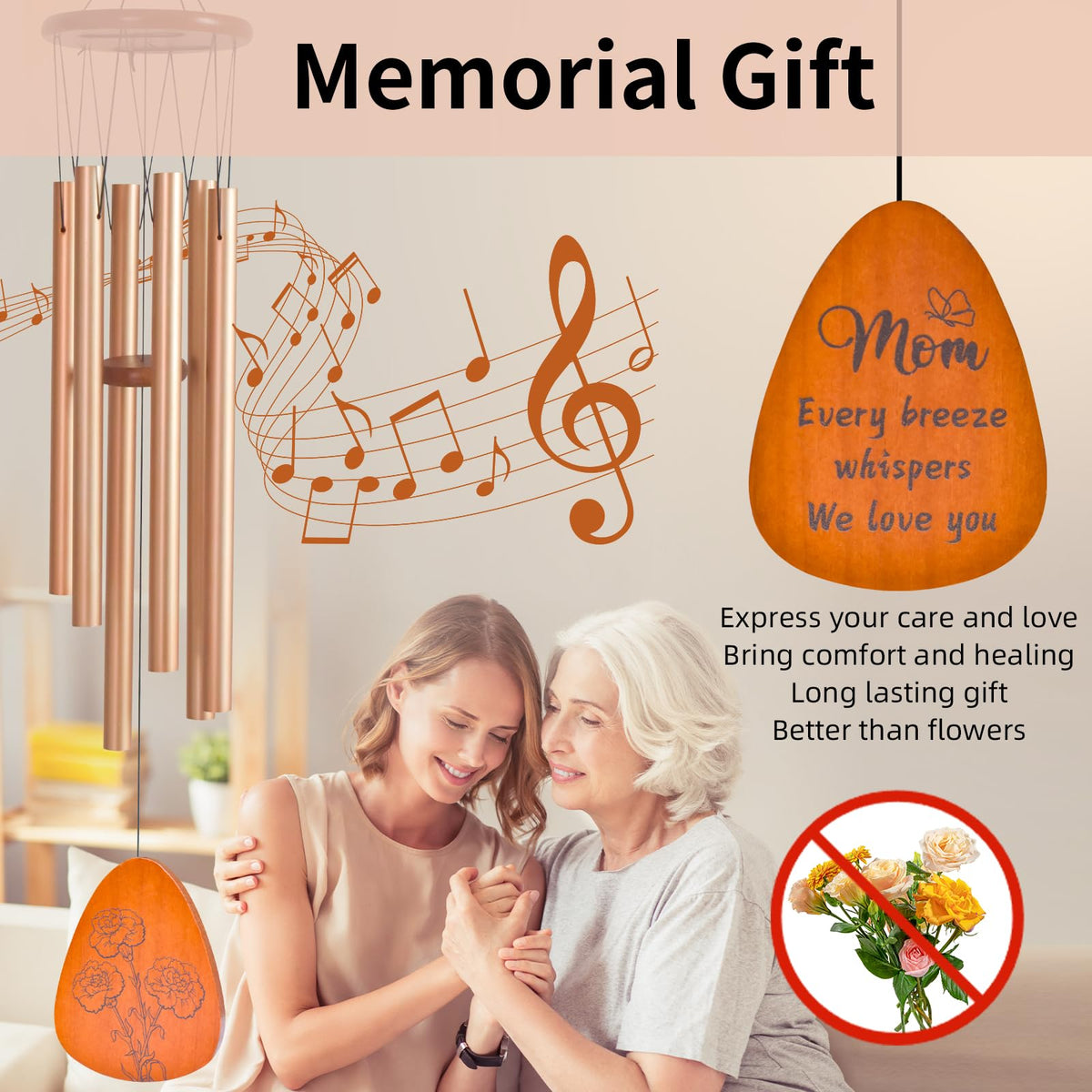 EPARTSWIDE 35-inch Moms Wind Chimes gift packaging showcases ready-to-give presentation.