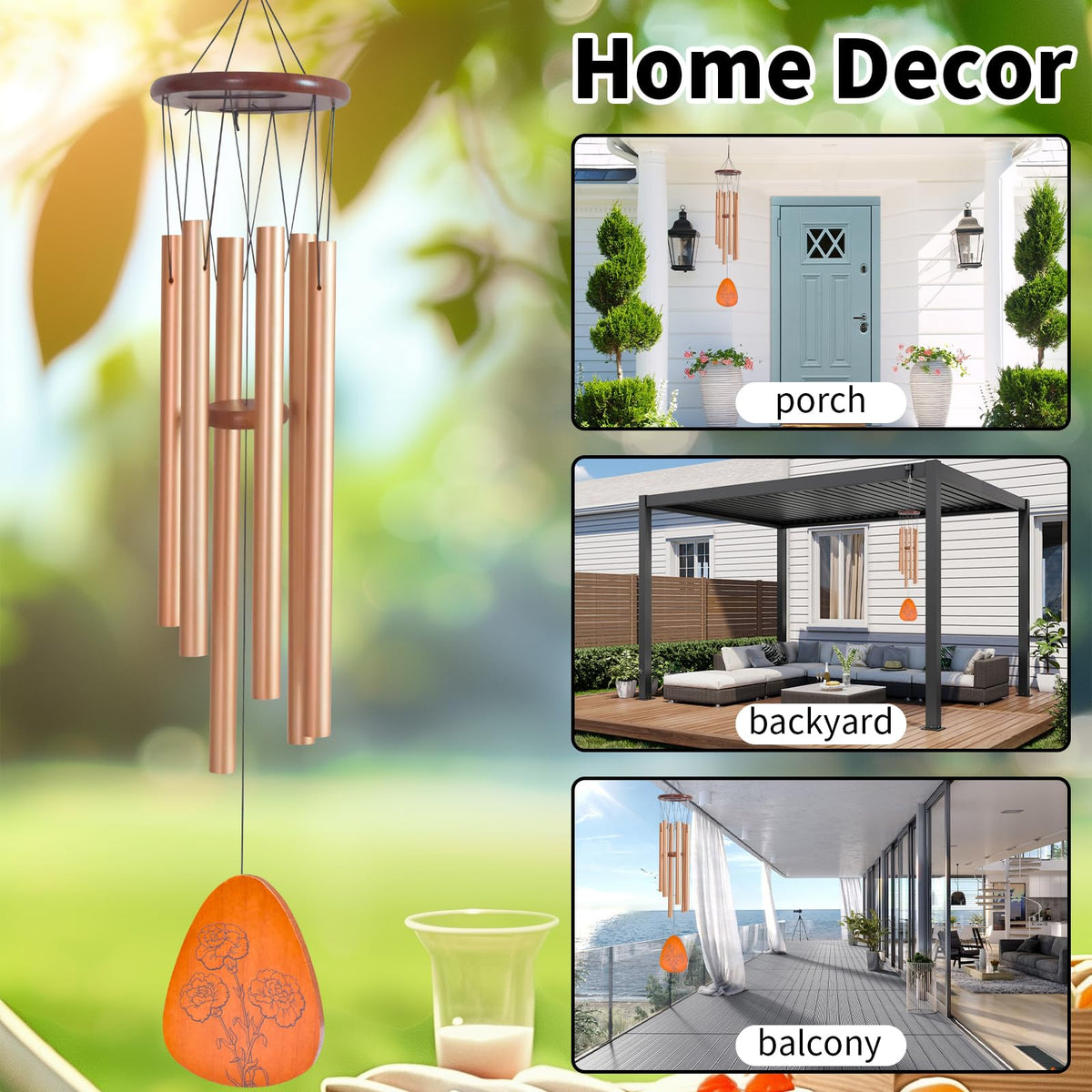 EPARTSWIDE 35-inch Moms Wind Chimes hanging setup highlights easy outdoor installation and gifting.