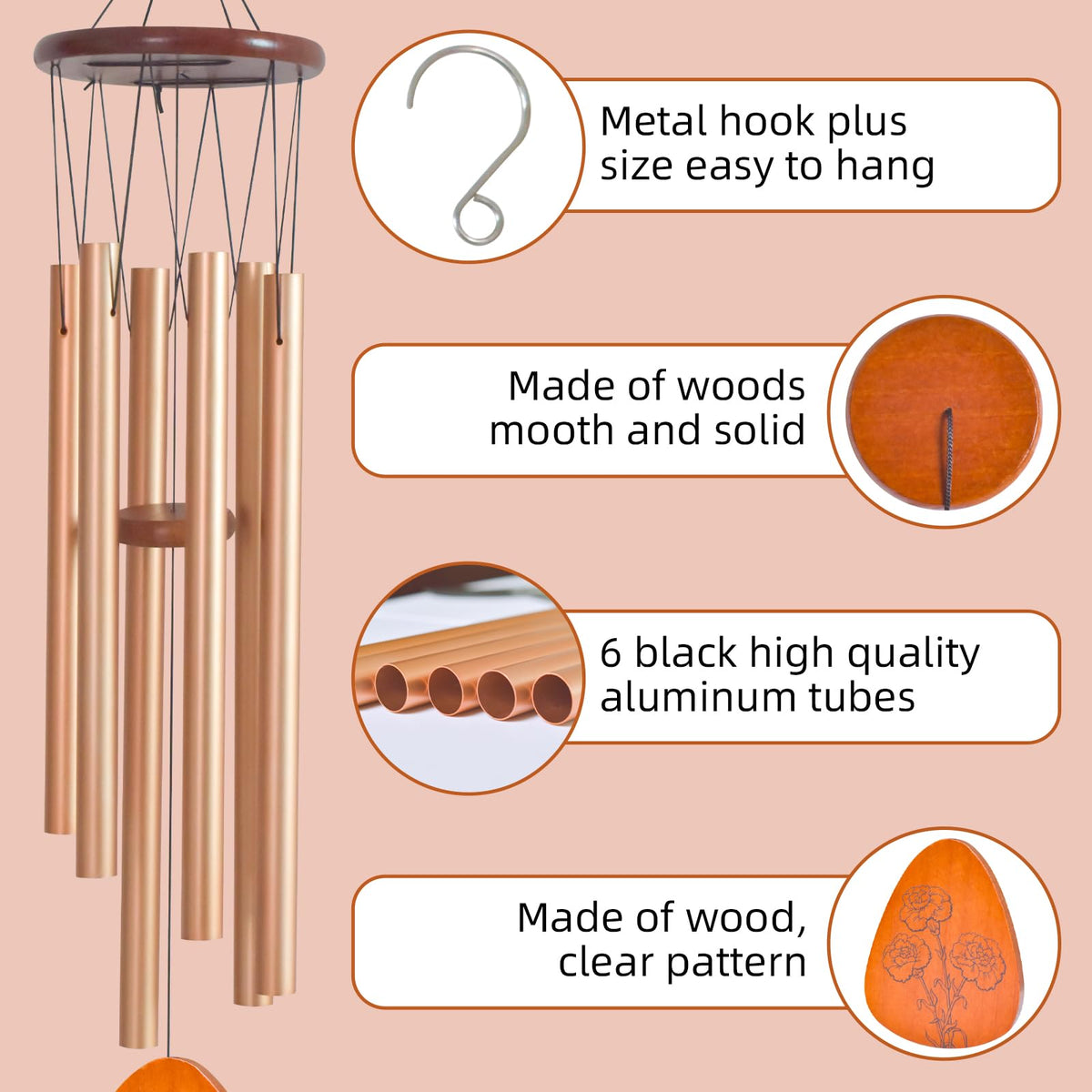 EPARTSWIDE 35-inch Moms Wind Chimes luxury tone complements garden spaces.