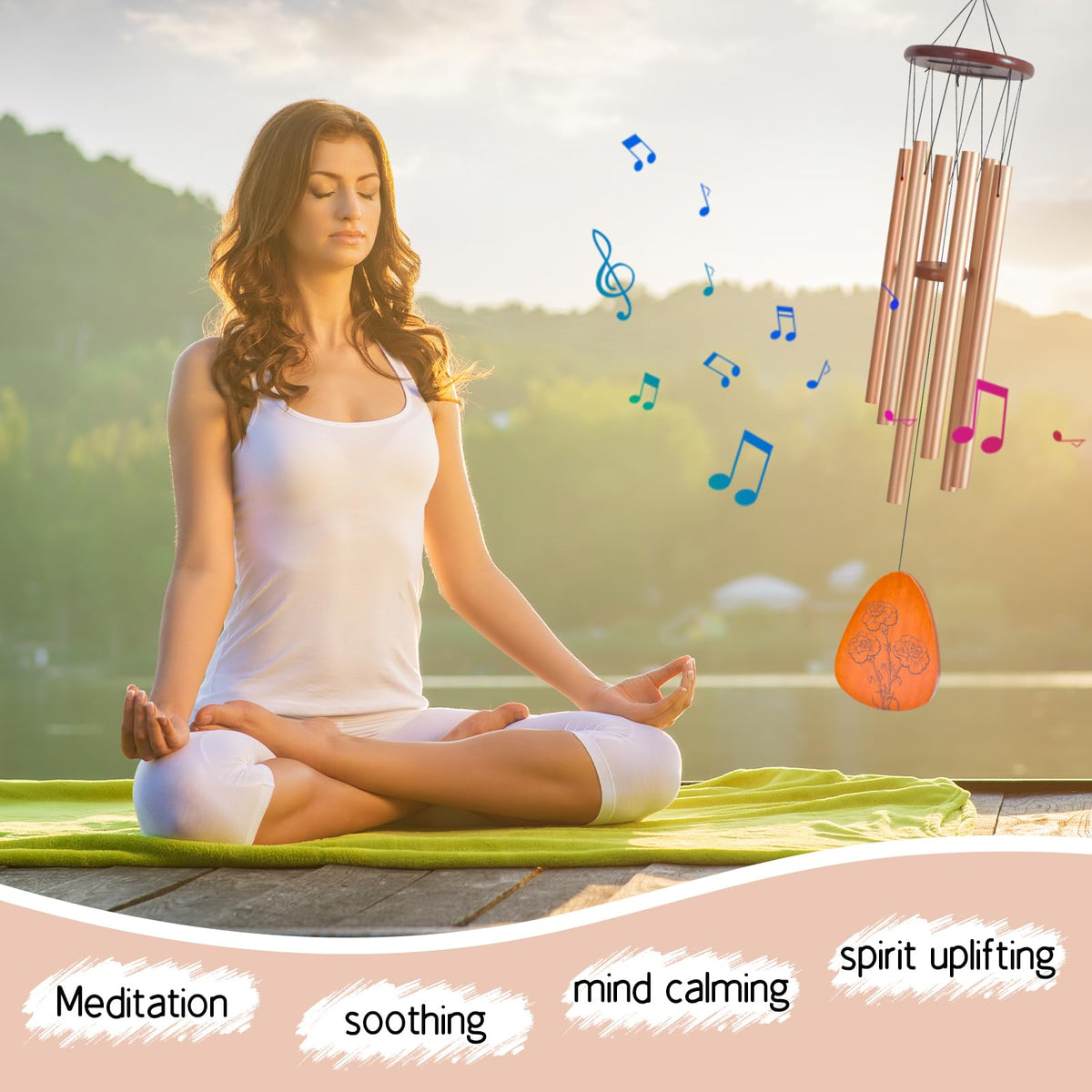 EPARTSWIDE 35-inch Moms Wind Chimes sound scene emphasizes gentle melodies in breeze.