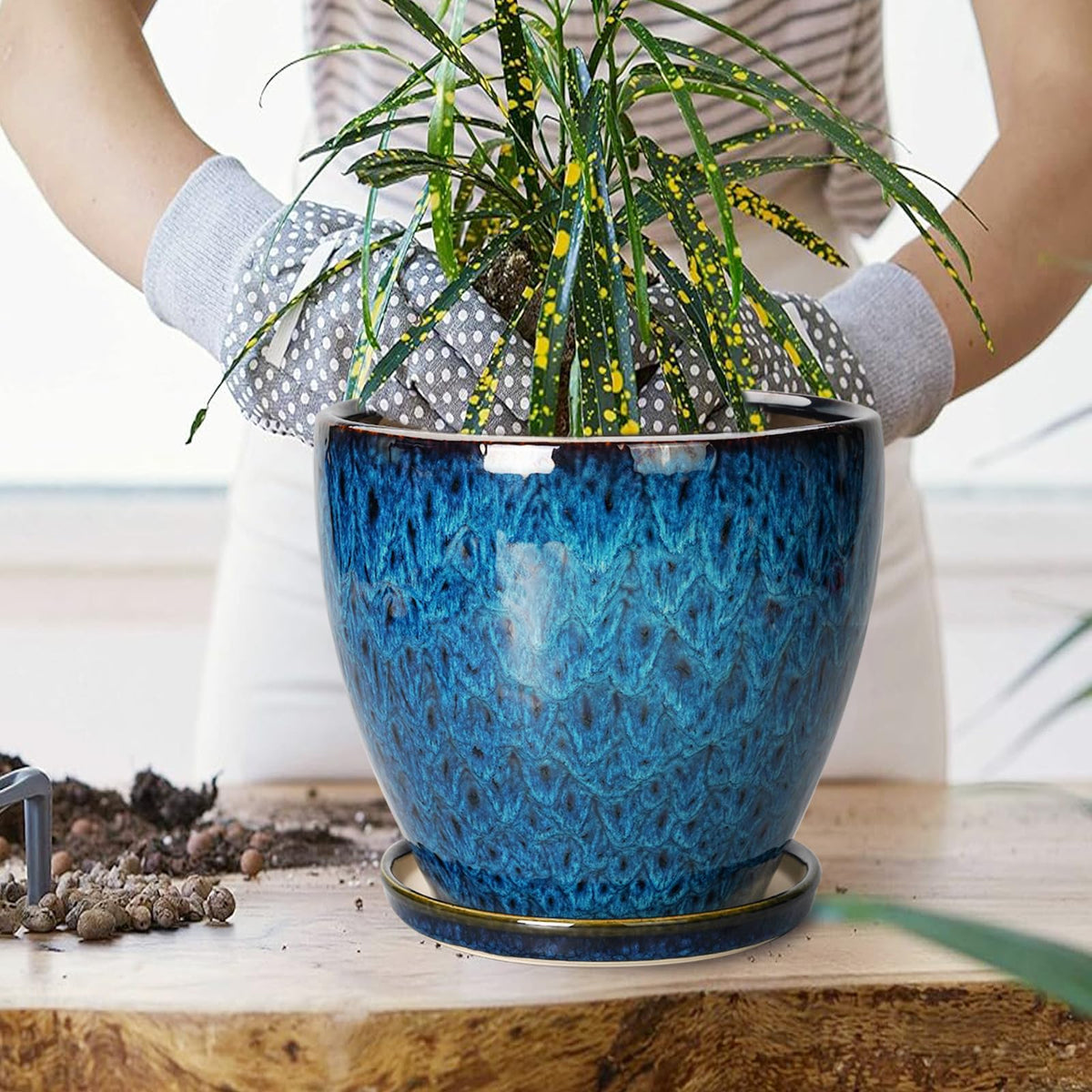 EPFamily ceramic planter closeup glaze detail ideal for accent styling.