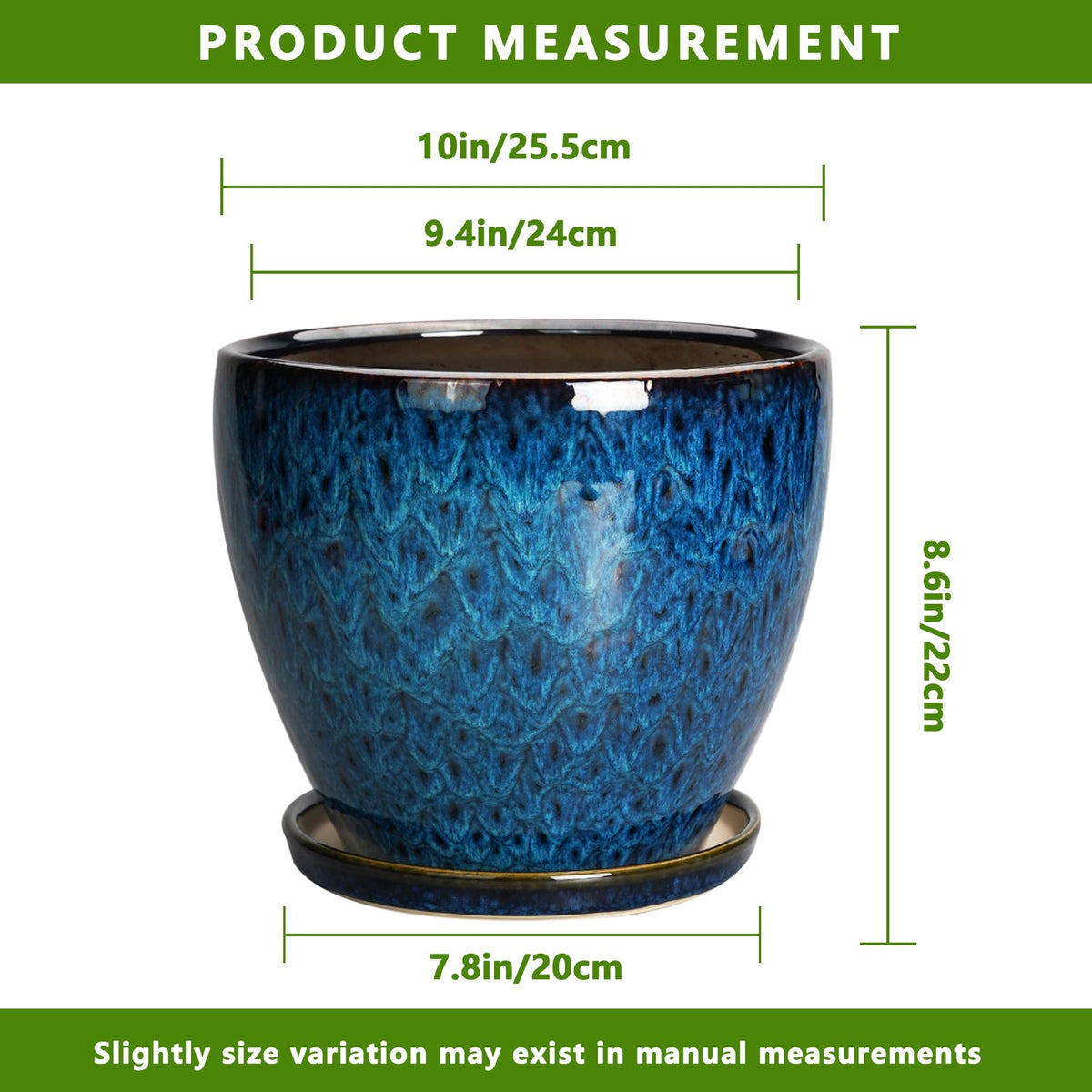 EPFamily round 10-inch planter highlighting drainage saucer for mess-free setup.