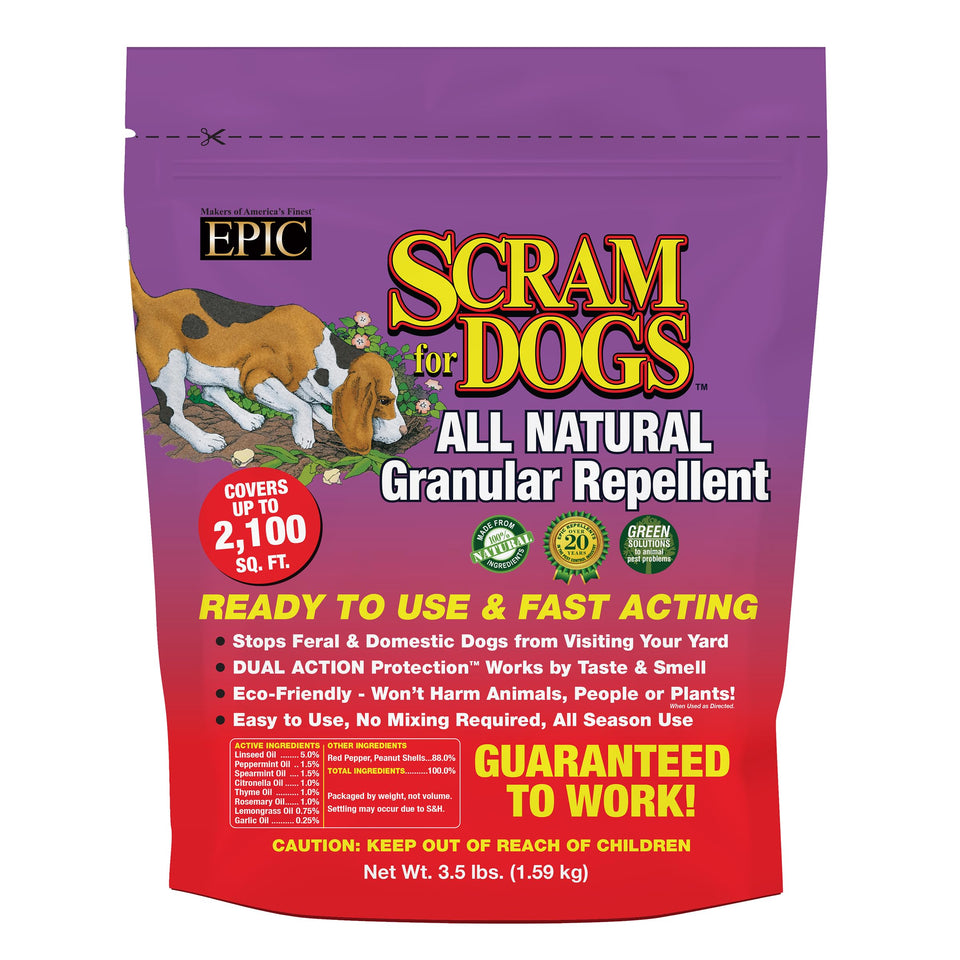 EPIC REPELLENTS Dog Scram granular bag helps deter dogs from treated areas