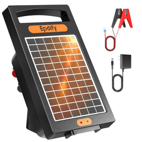 Epoify 24Hour solar fence energizer front view for portable pasture protection.