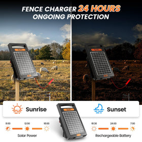 Epoify solar fence energizer in pasture use for livestock management.