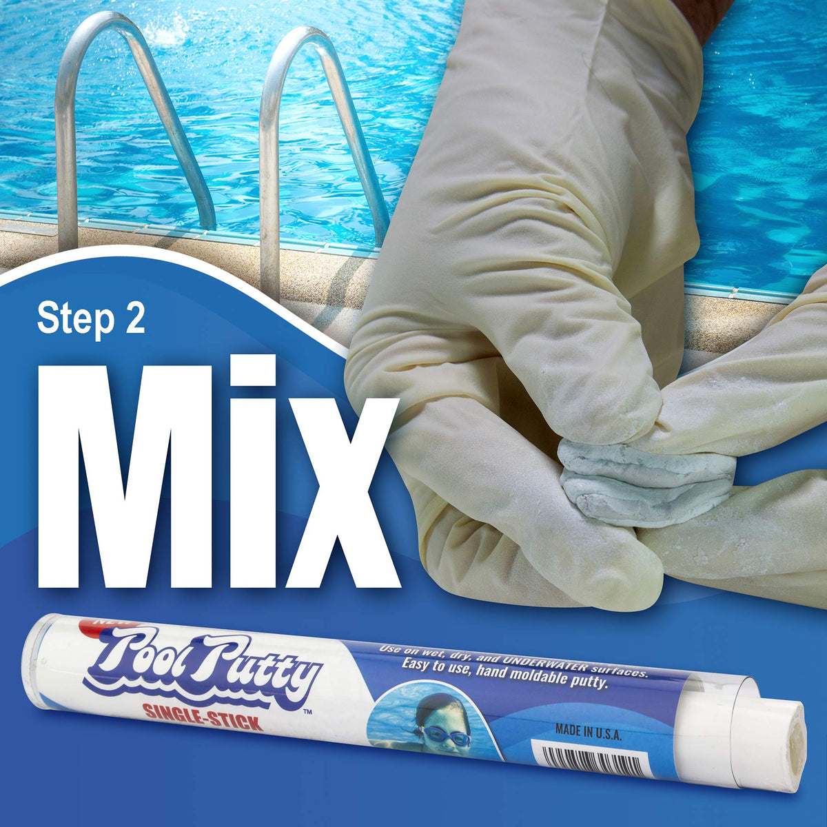Underwater patch with Epoxybond Putty sealing a crack