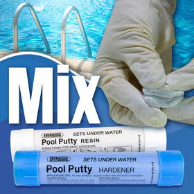 Epoxybond Pool Putty sealing cracks on concrete surface