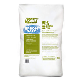 Epsoak Epsom Salt poured into soil for plant health and growth.