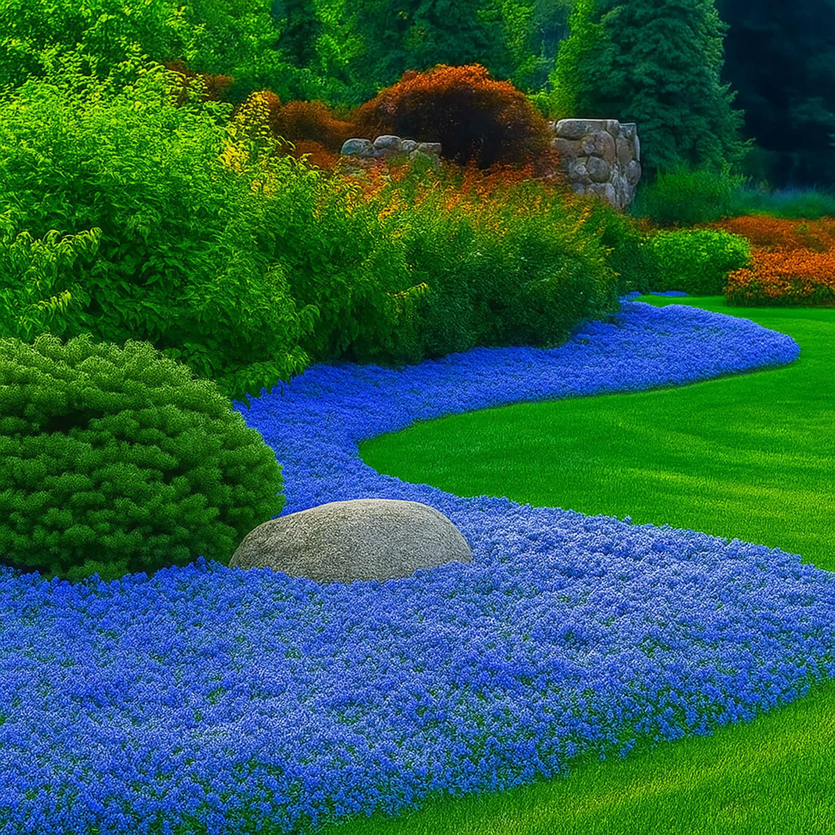 EquSym Creeping Thyme thrives in sun or partial shade for year-round texture.