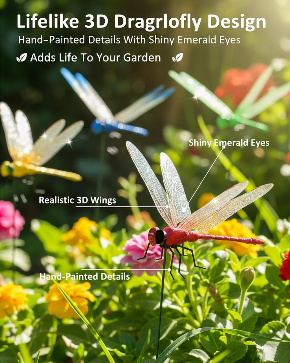 EQUELY 20-pack dragonflies provide colorful focal points across large spaces