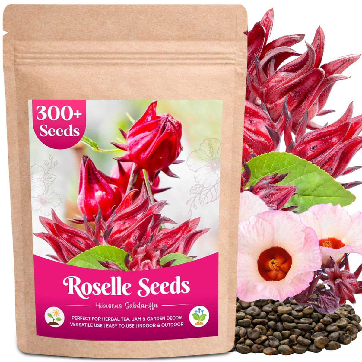 EquSym Roselle seeds packaging, a convenient start for a warm-season garden.