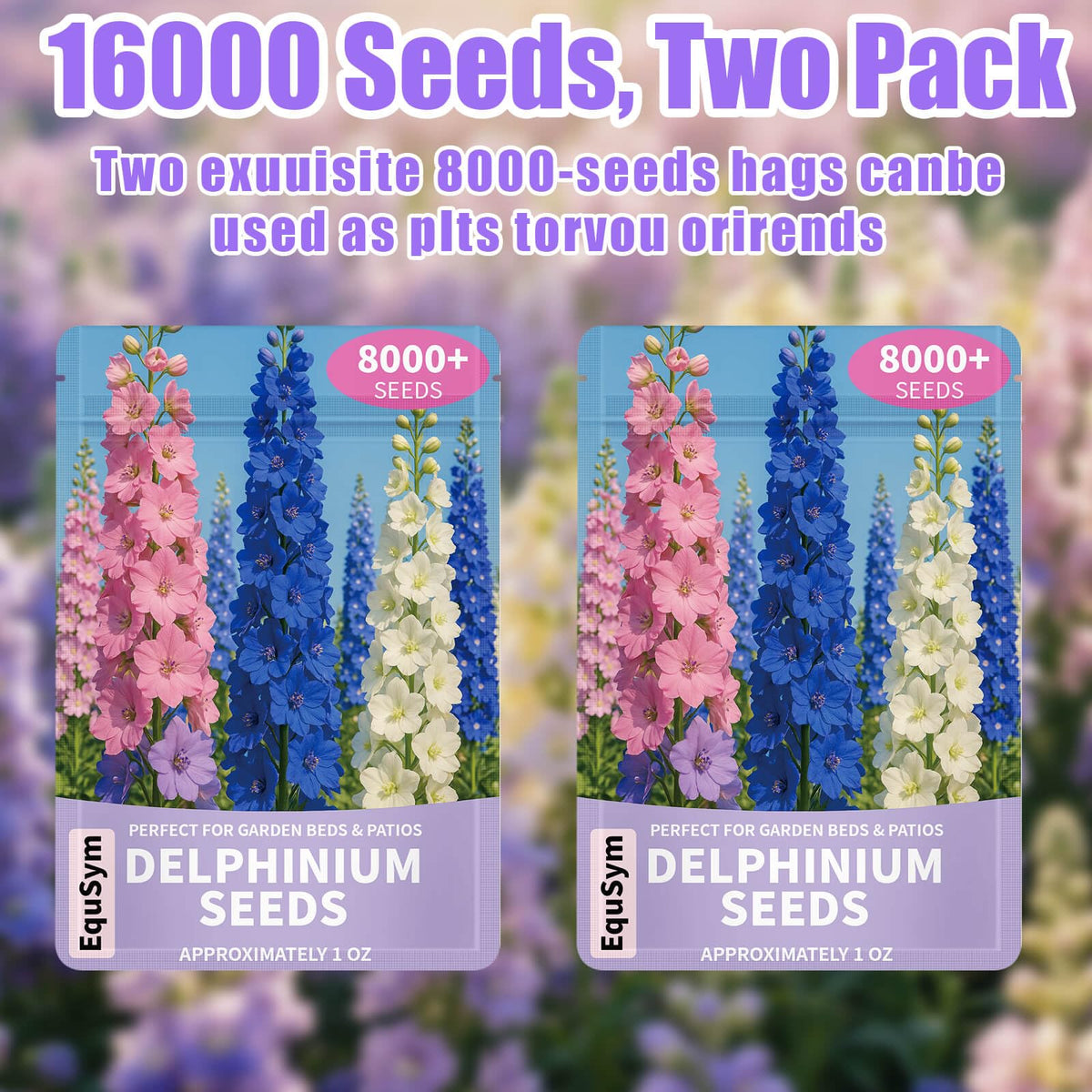 EquSym Delphinium seeds gift pouch ready for gifting to gardeners