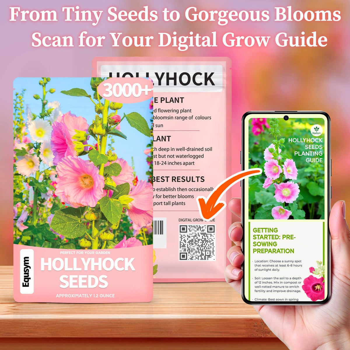 EquSym hollyhock seeds attract butterflies and bees for a thriving pollinator-friendly bed.