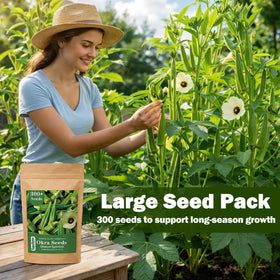 EquSym full-sun garden ready-to-harvest okra plants.