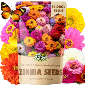 EquSym zinnia seeds in a 4oz bag ready for planting and color